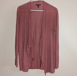 Eileen Fisher Silk Linen Blend Open Front Cardigan Rose Pink SZ S/P Lightweight